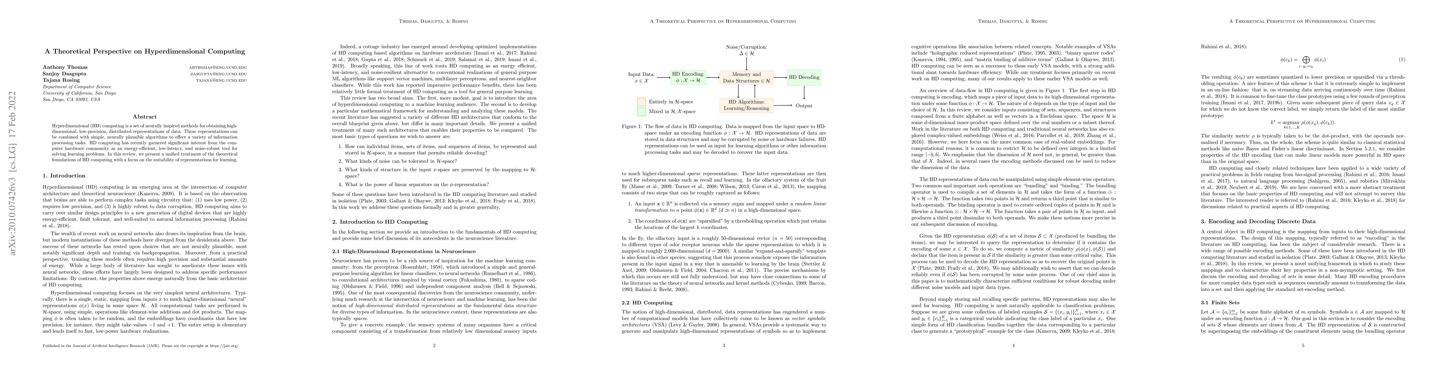 Thumbnail for A Theoretical Perspective on Hyperdimensional Computing