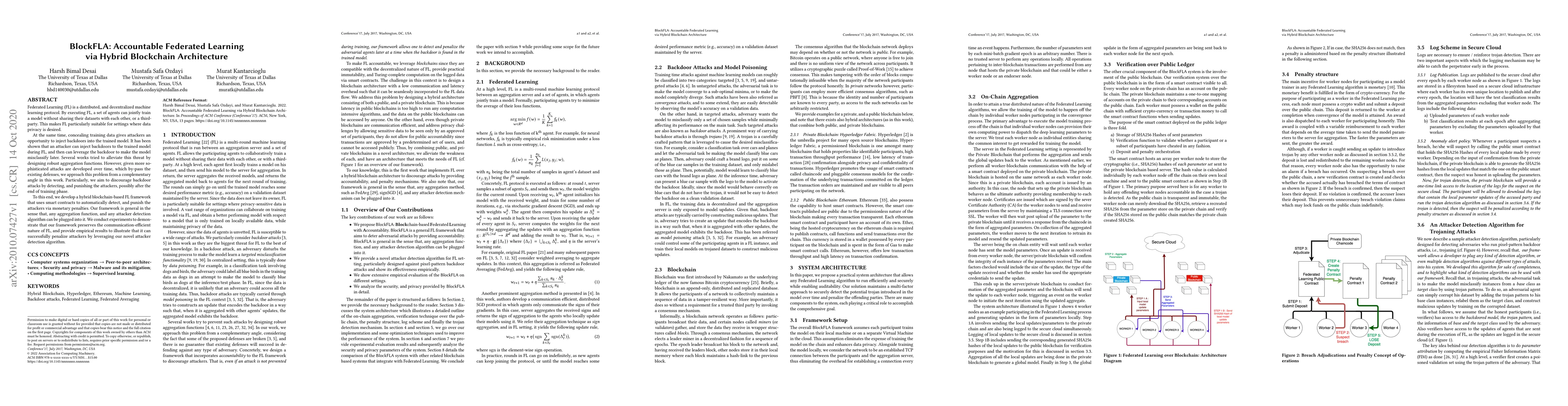 Thumbnail for BlockFLA: Accountable Federated Learning via Hybrid Blockchain
  Architecture