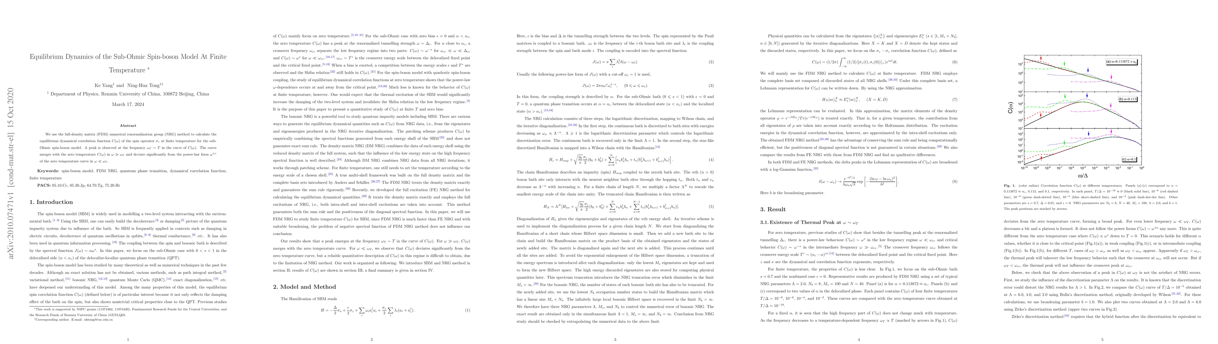 Thumbnail for Equilibrium Dynamics of the Sub-Ohmic Spin-boson Model At Finite
  Temperature