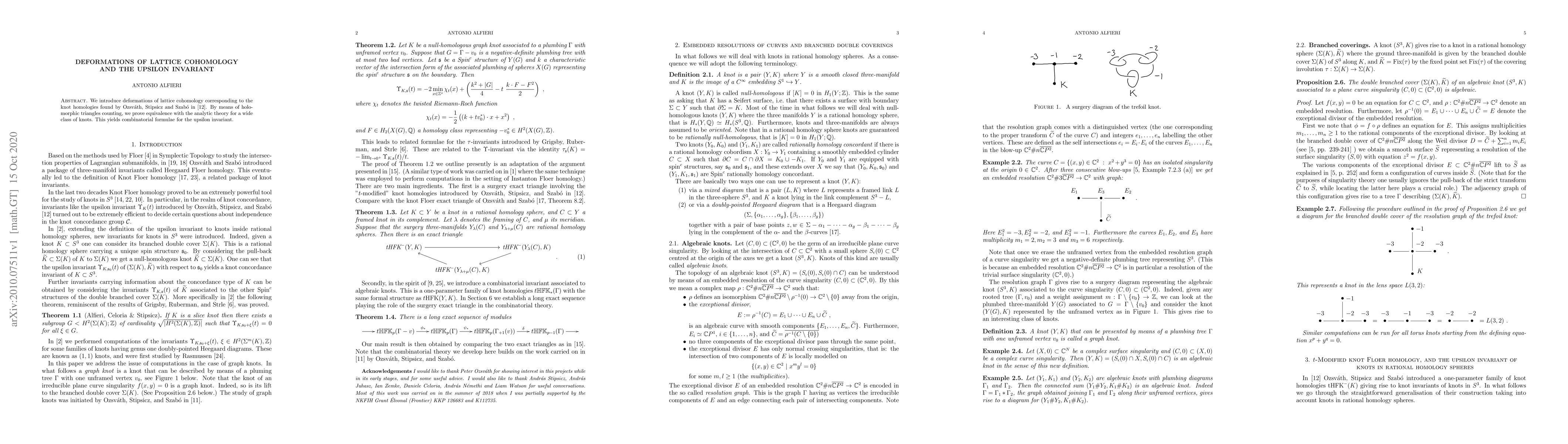 Thumbnail for Deformations of lattice cohomology and the upsilon invariant