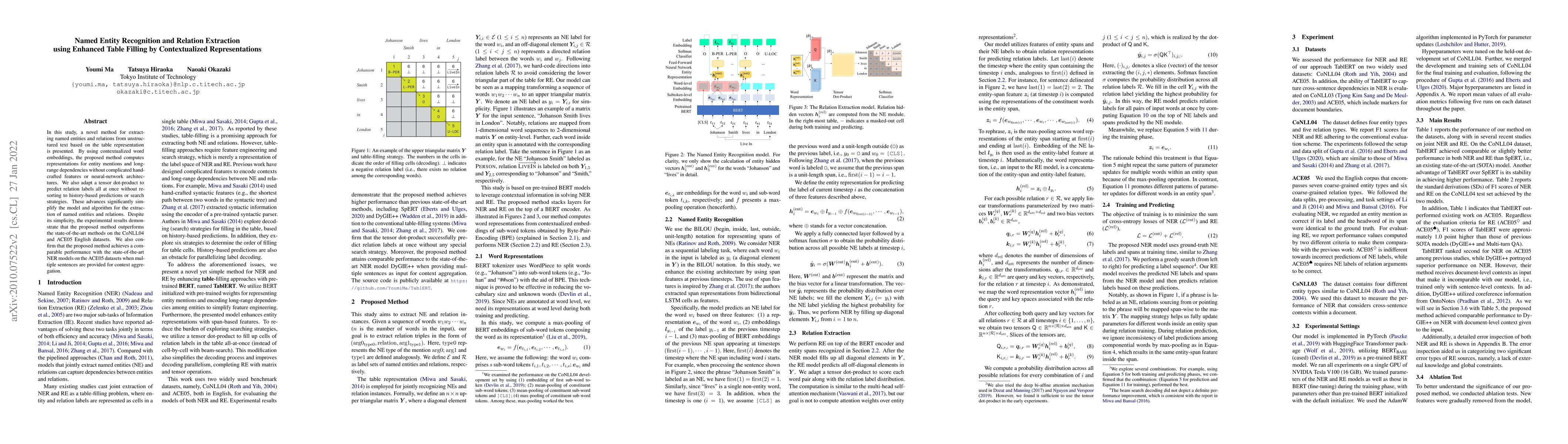 Thumbnail for Named Entity Recognition and Relation Extraction using Enhanced Table
  Filling by Contextualized Representations