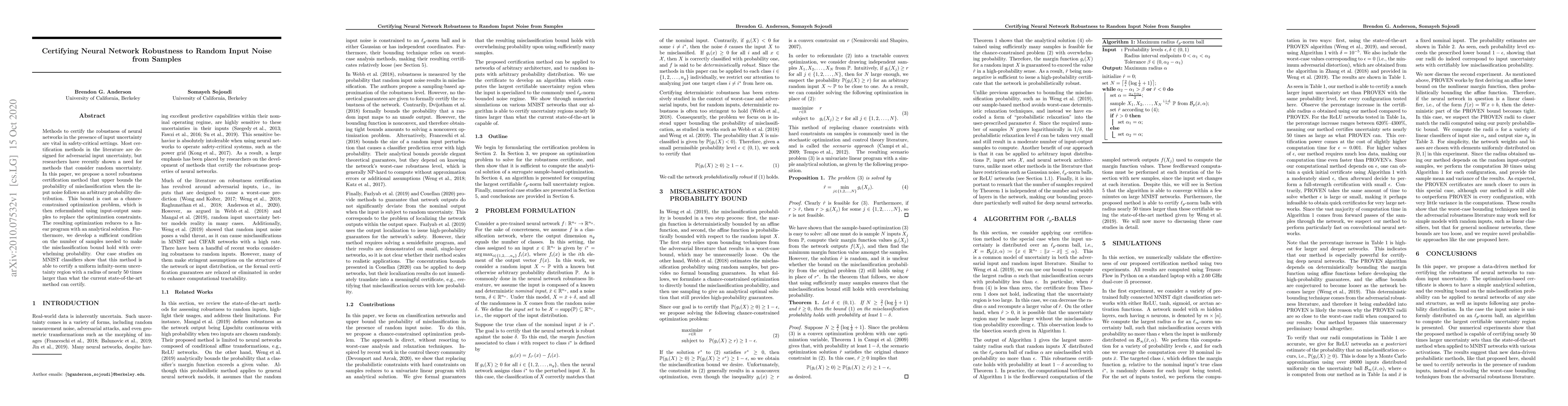 Thumbnail for Certifying Neural Network Robustness to Random Input Noise from Samples