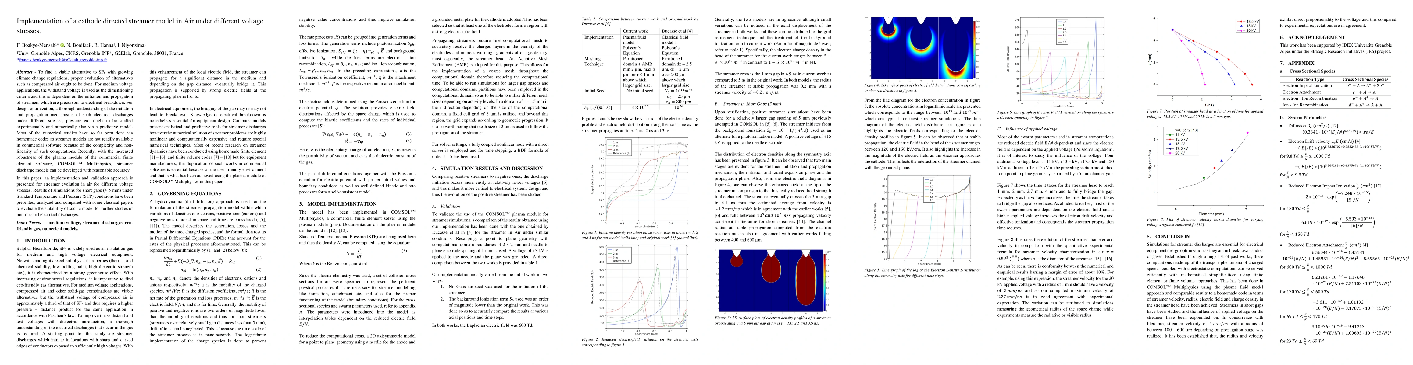 Thumbnail for Implementation of a cathode directed streamer model in Air under
  different voltage stresses