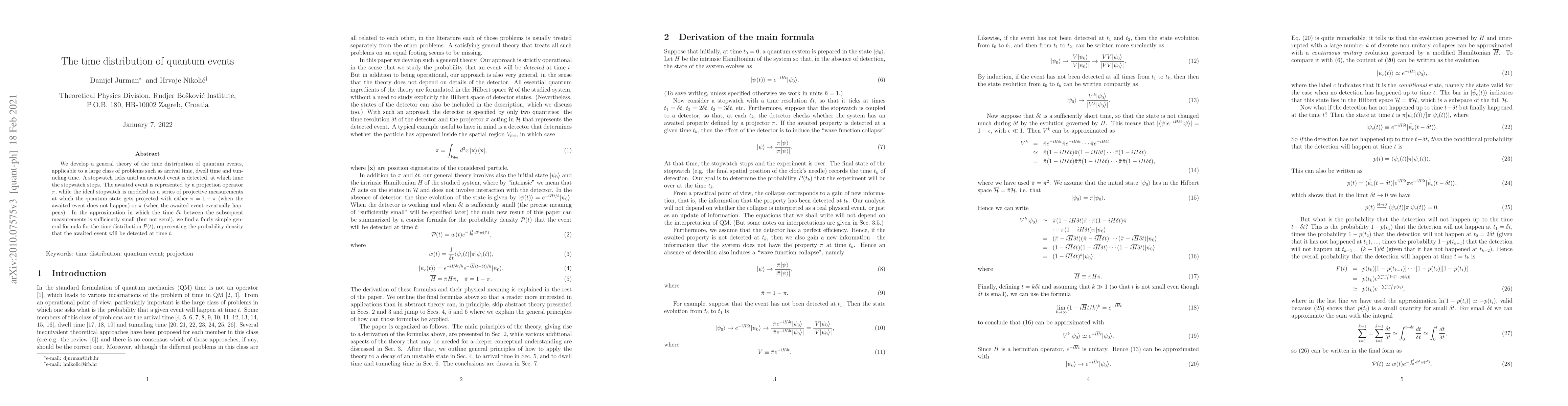 Thumbnail for The time distribution of quantum events