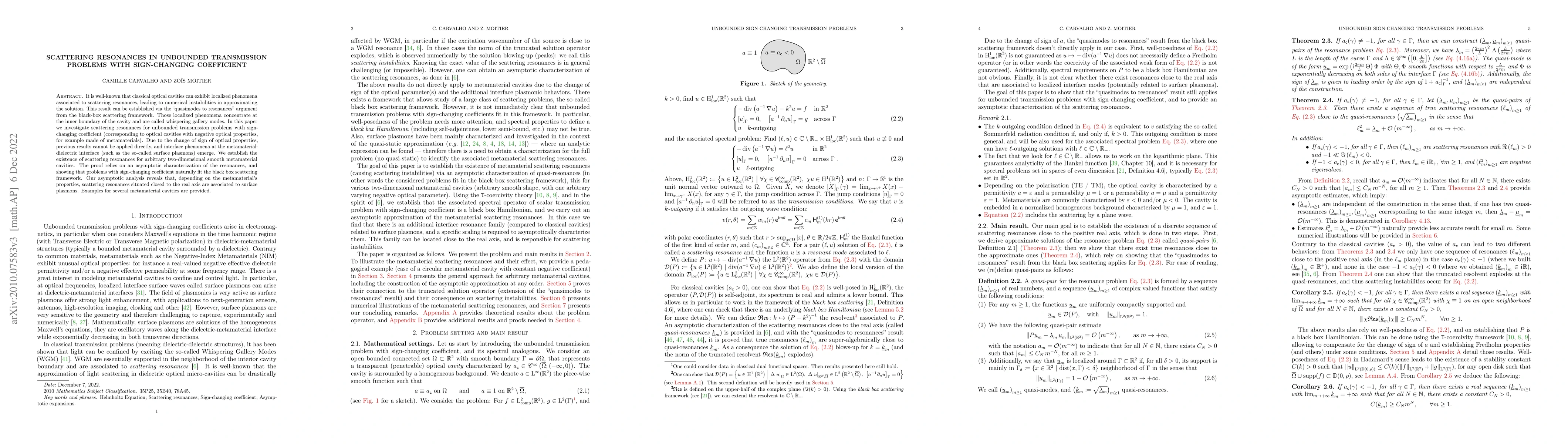 Thumbnail for Scattering resonances in unbounded transmission problems with
  sign-changing coefficient