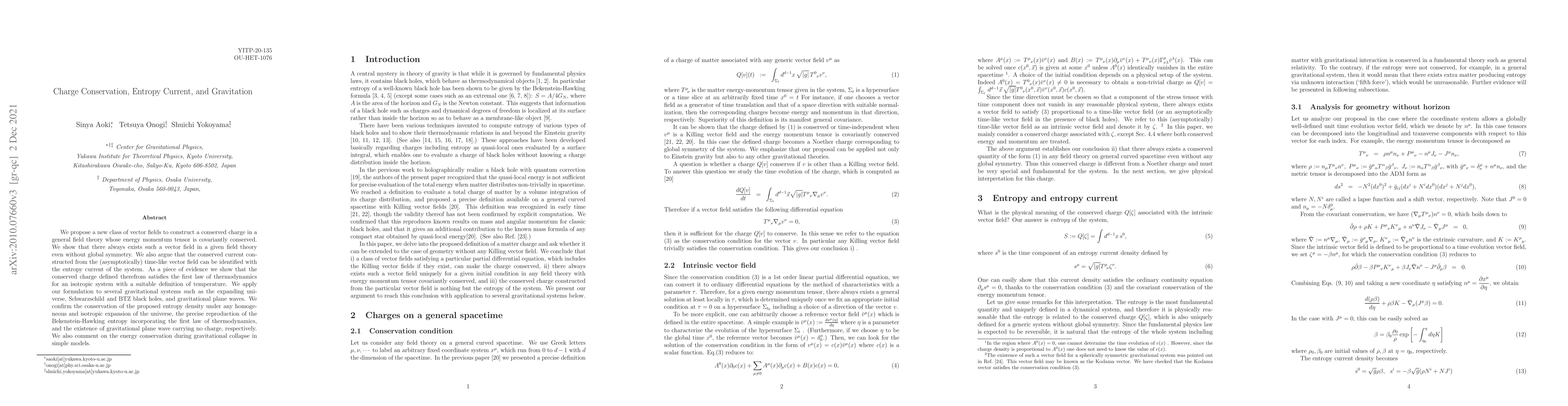 Thumbnail for Charge Conservation, Entropy Current, and Gravitation
