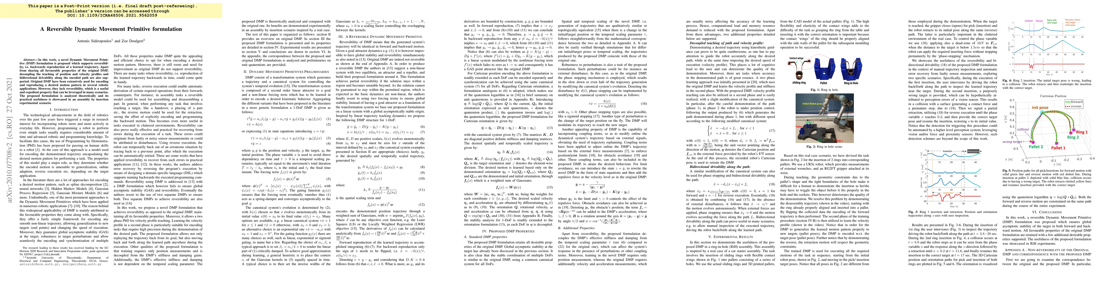 Thumbnail for A Reversible Dynamic Movement Primitive formulation