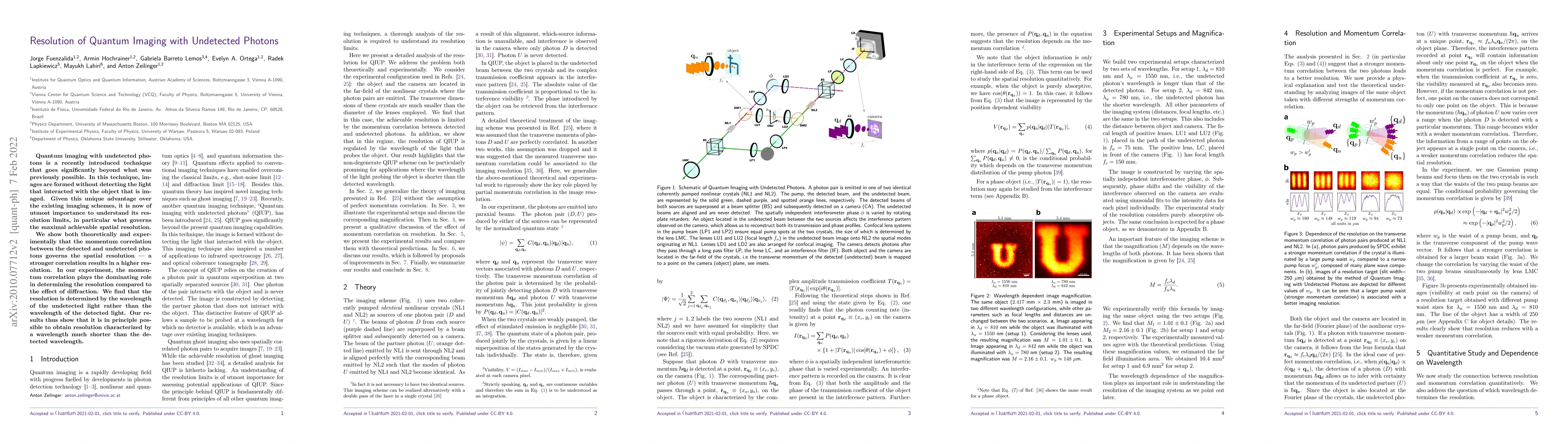 Thumbnail for Resolution of Quantum Imaging with Undetected Photons