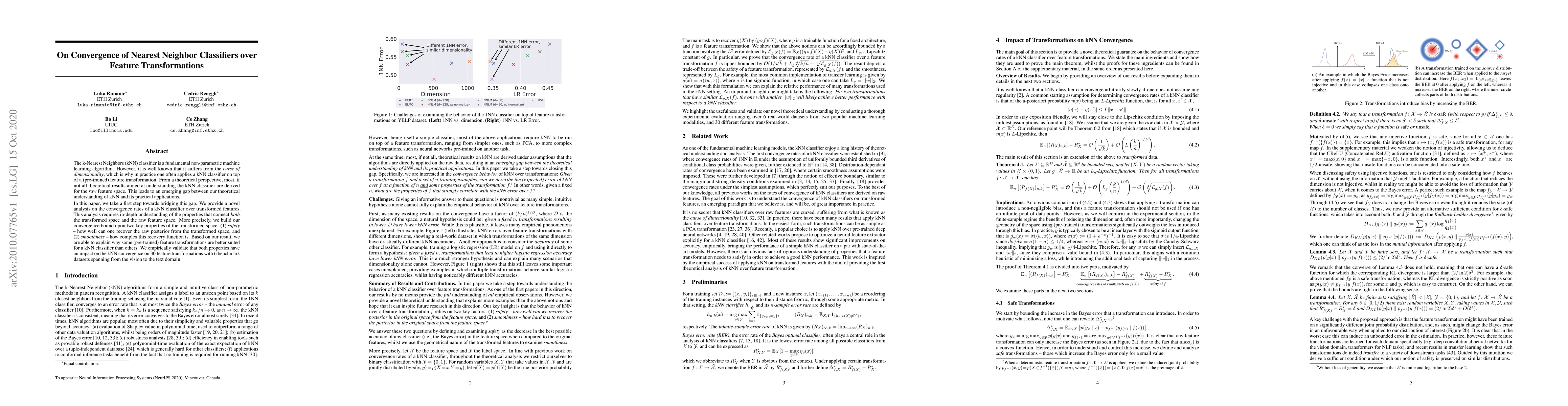 Thumbnail for On Convergence of Nearest Neighbor Classifiers over Feature
  Transformations
