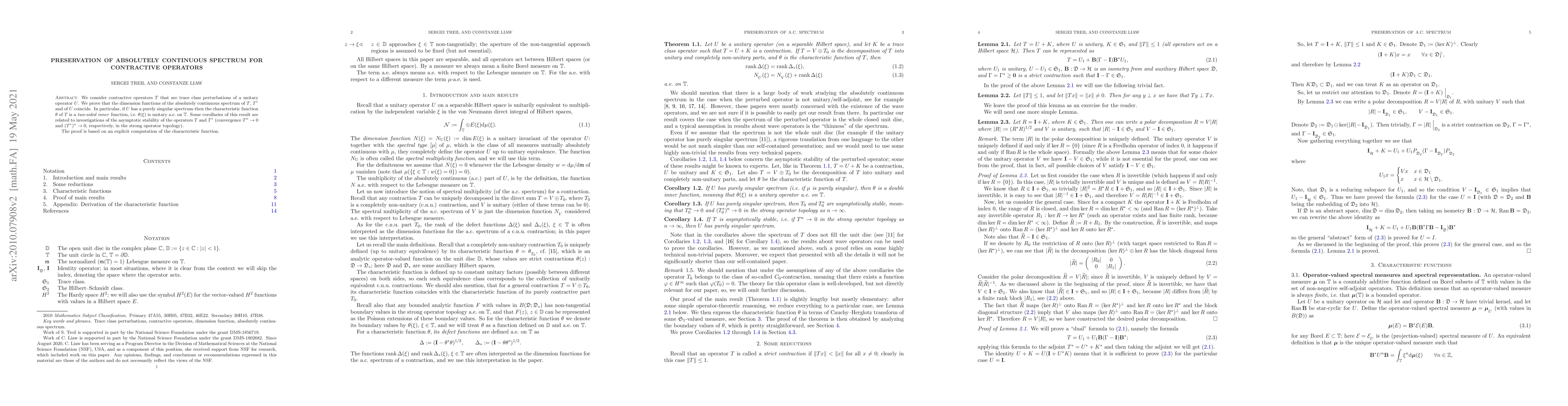 Thumbnail for Preservation of absolutely continuous spectrum for contractive operators