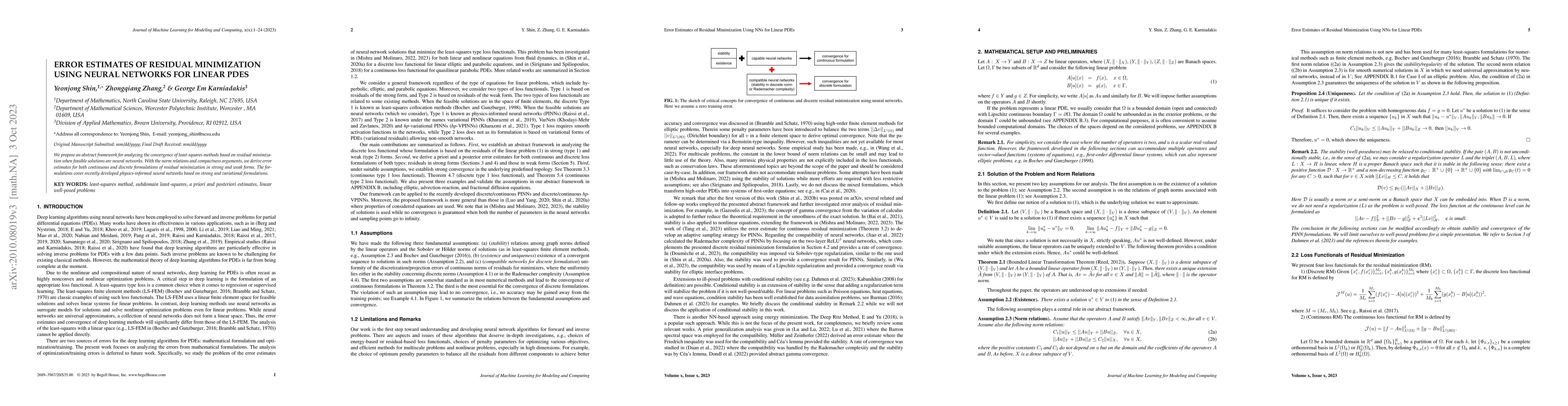 Thumbnail for Error estimates of residual minimization using neural networks for
  linear PDEs
