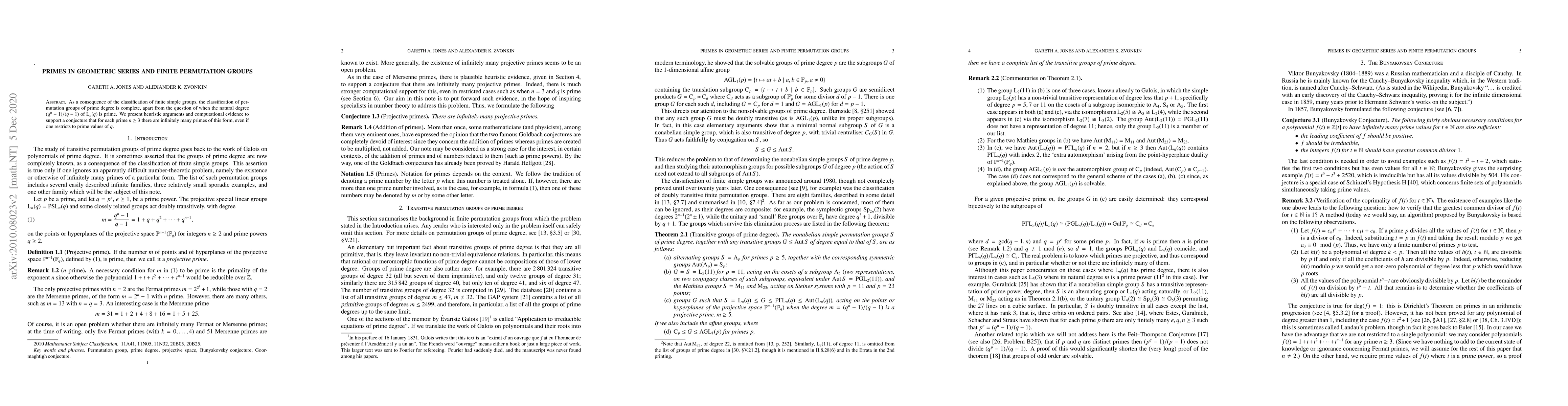 Thumbnail for Primes in geometric series and finite permutation groups
