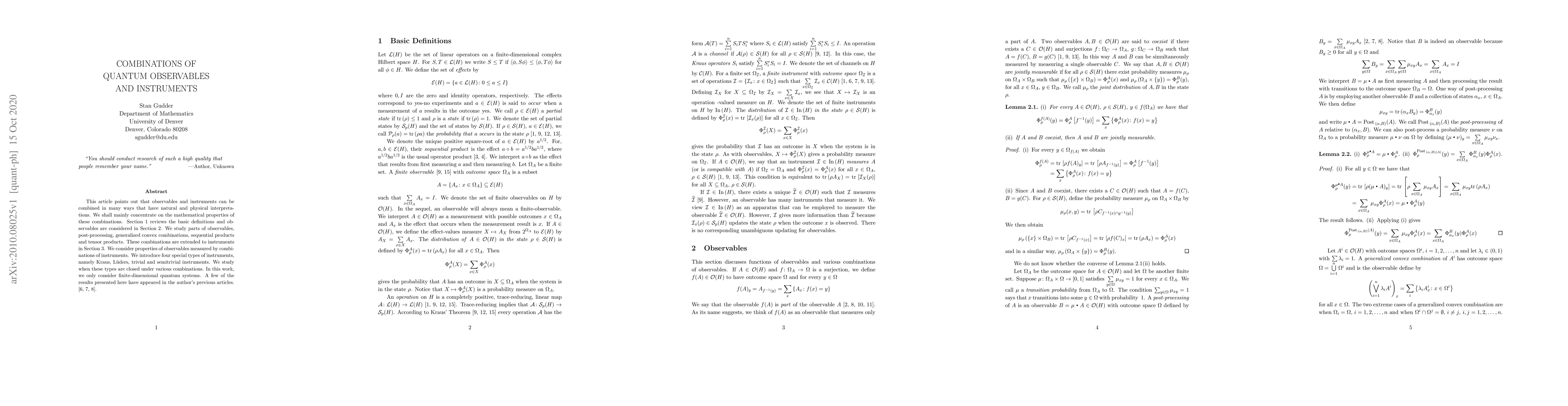 Thumbnail for Combinations of Quantum Observables and Instruments