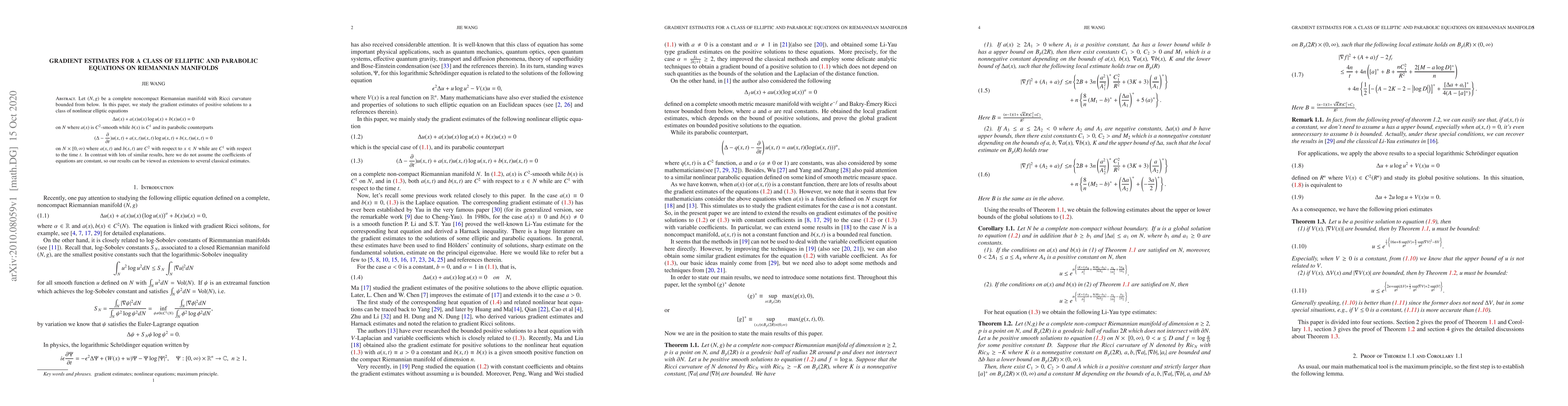 Thumbnail for Gradient estimates for a class of elliptic and parabolic equations on
  Riemannian manifolds