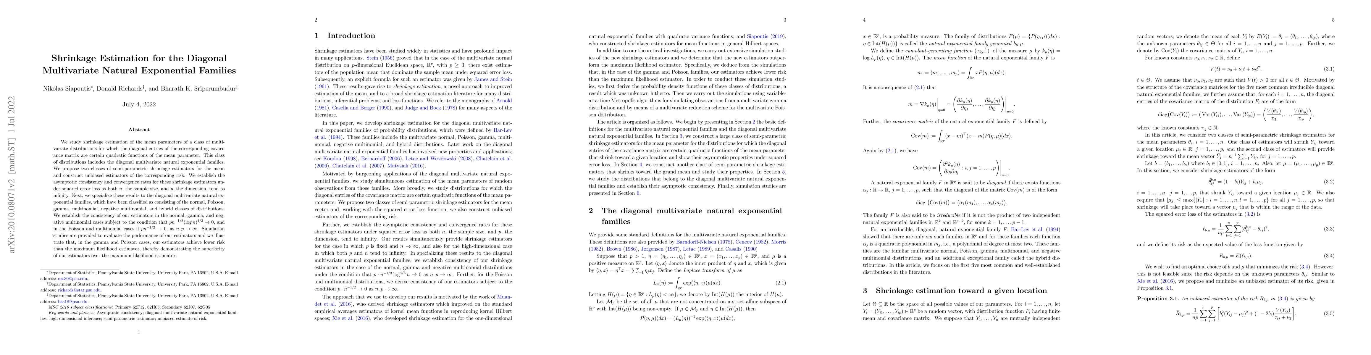 Thumbnail for Shrinkage Estimation for the Diagonal Multivariate Exponential Families