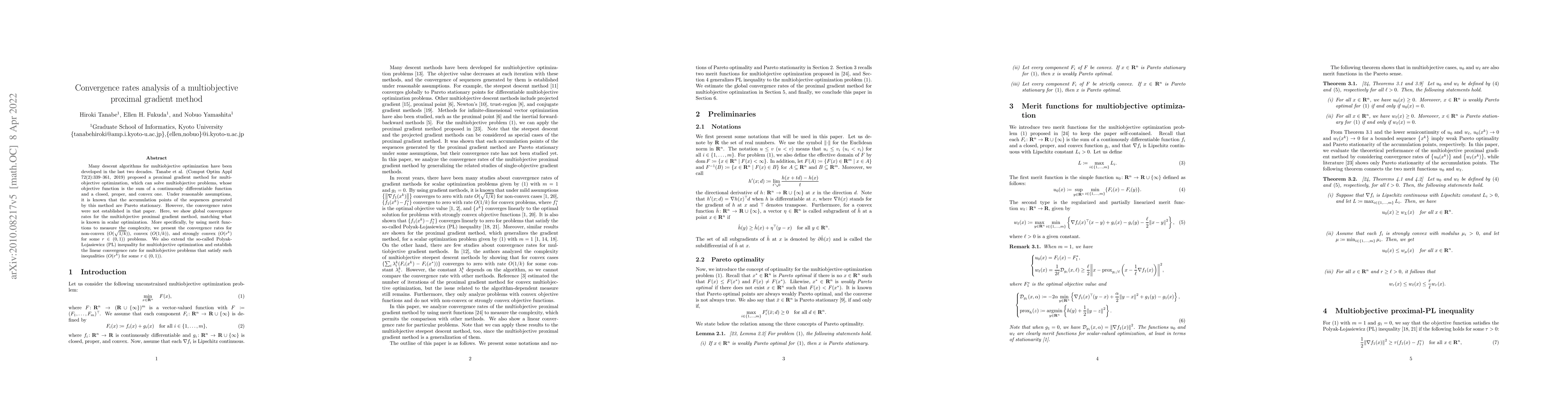 Thumbnail for Convergence rates analysis of a multiobjective proximal gradient method