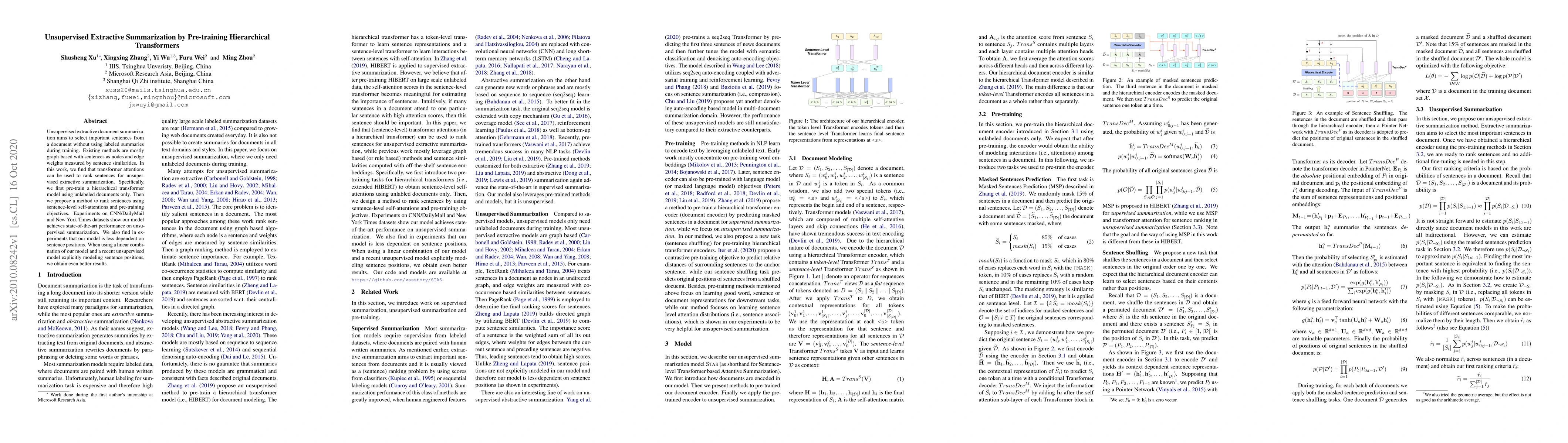 Thumbnail for Unsupervised Extractive Summarization by Pre-training Hierarchical
  Transformers