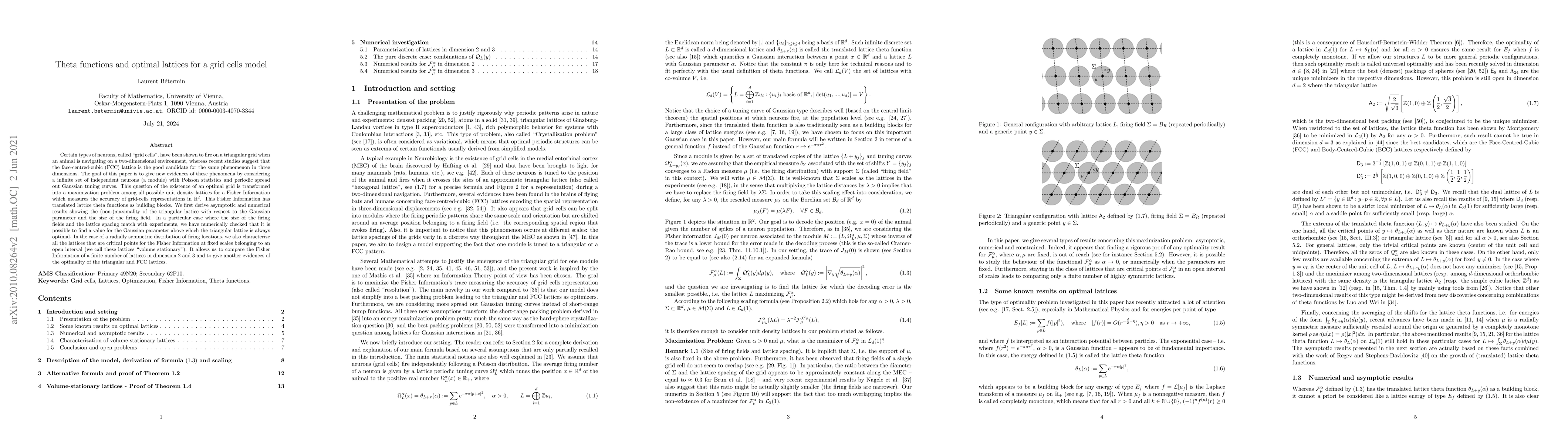 Thumbnail for Theta functions and optimal lattices for a grid cells model