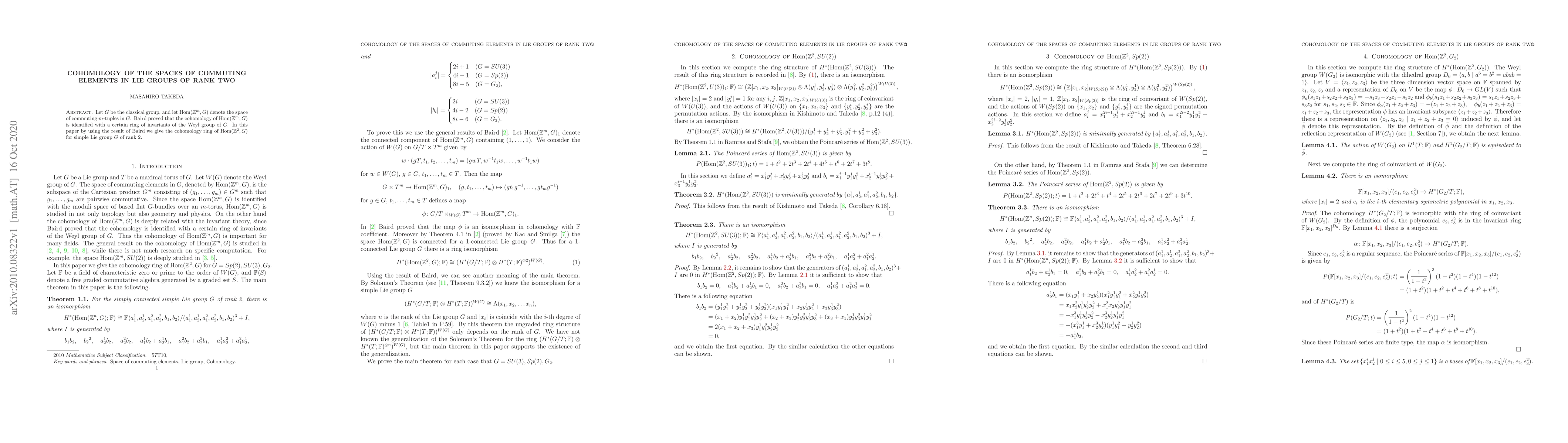 Thumbnail for Cohomology of the spaces of commuting elements in Lie groups of rank two