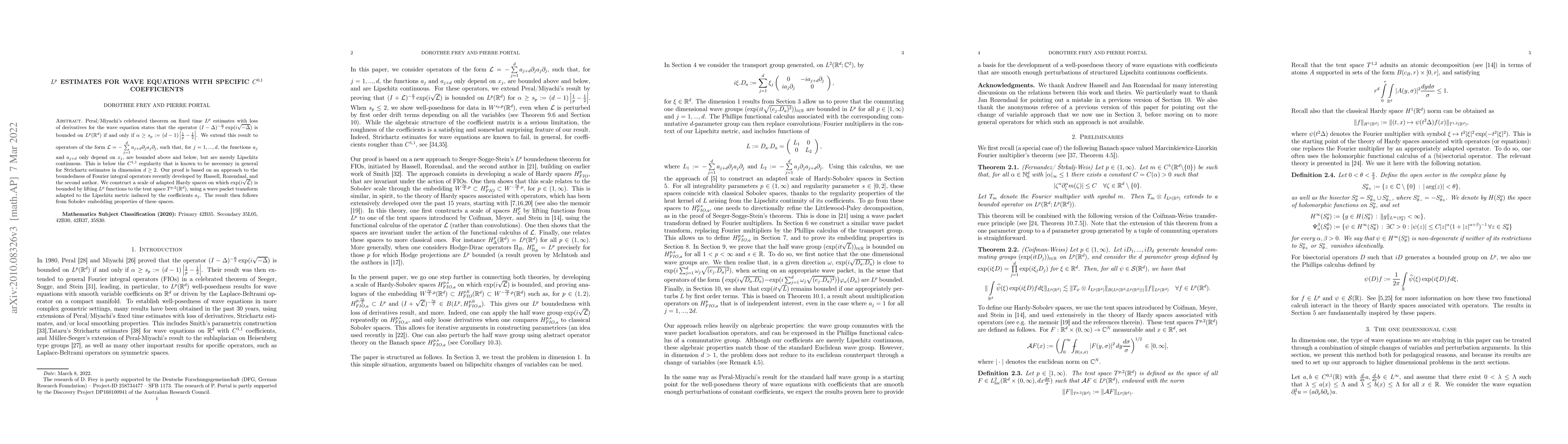 Thumbnail for $L^p$ estimates for wave equations with specific $C^{0,1}$ coefficients