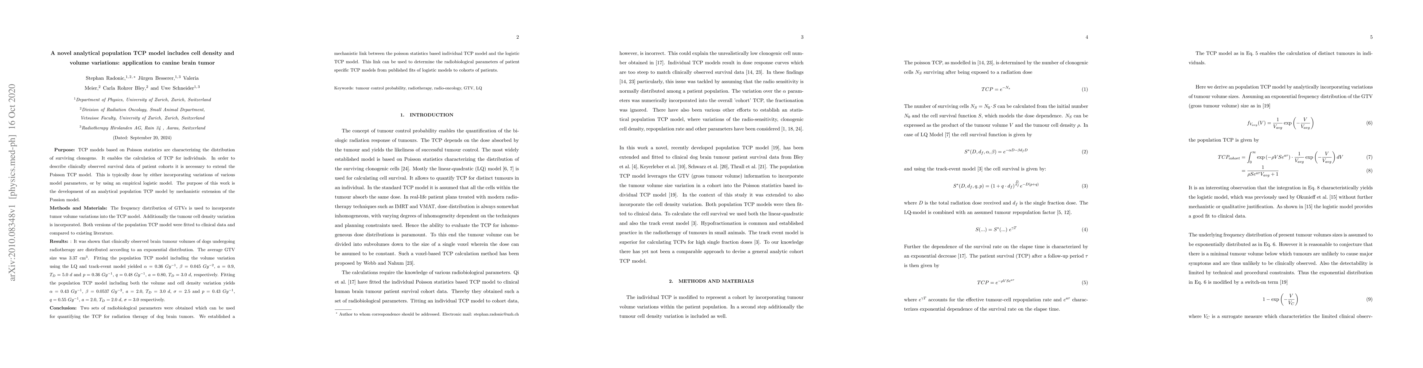 Thumbnail for A novel analytical population TCP model includes cell density and volume
  variations: application to canine brain tumor