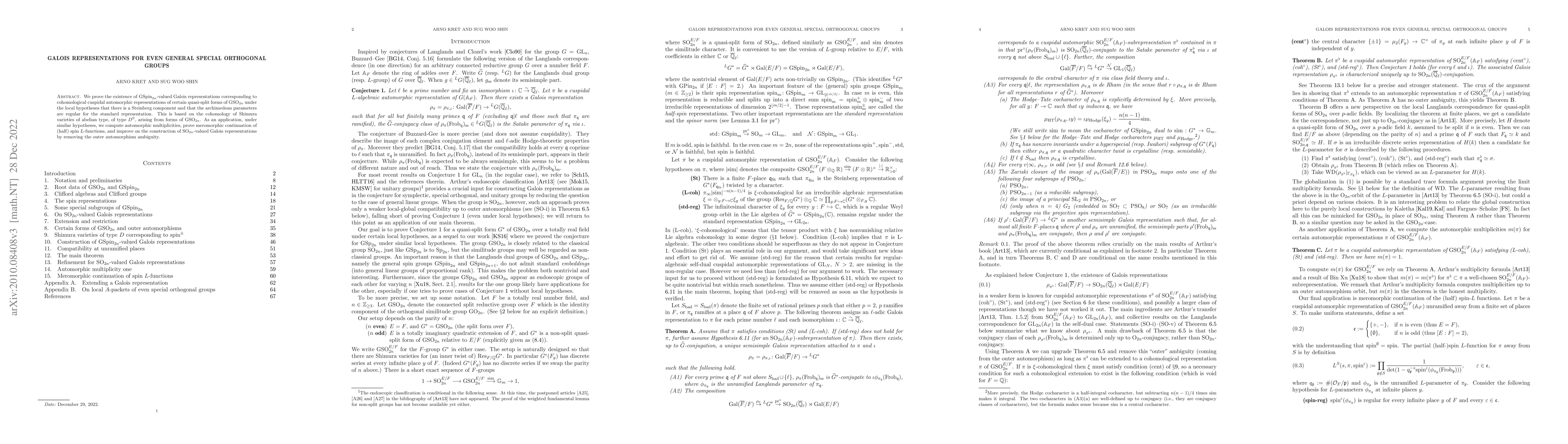 Thumbnail for Galois representations for even general special orthogonal groups