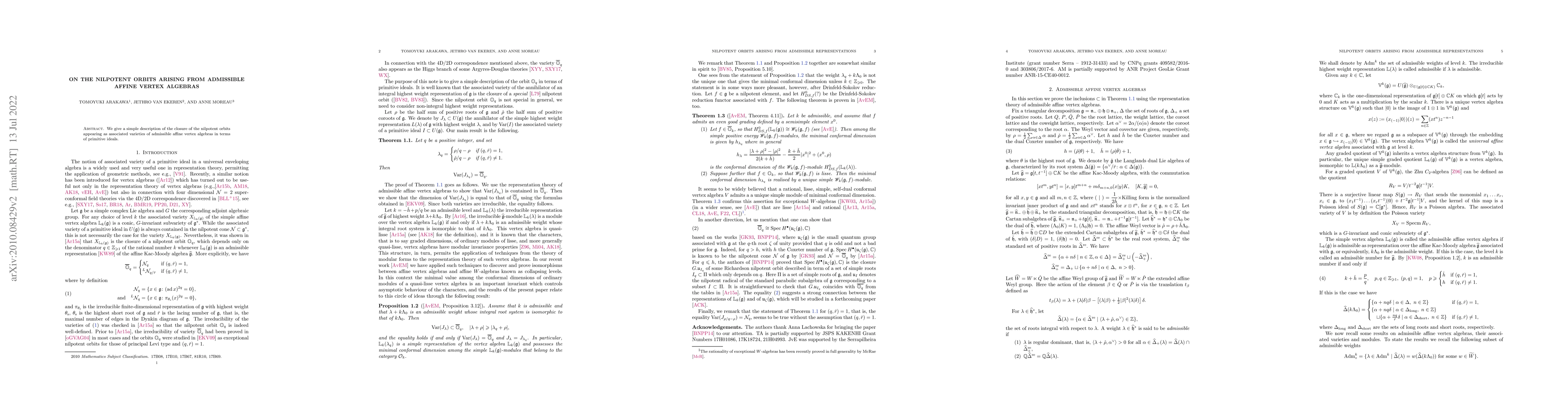 Thumbnail for On the nilpotent orbits arising from admissible affine vertex algebras