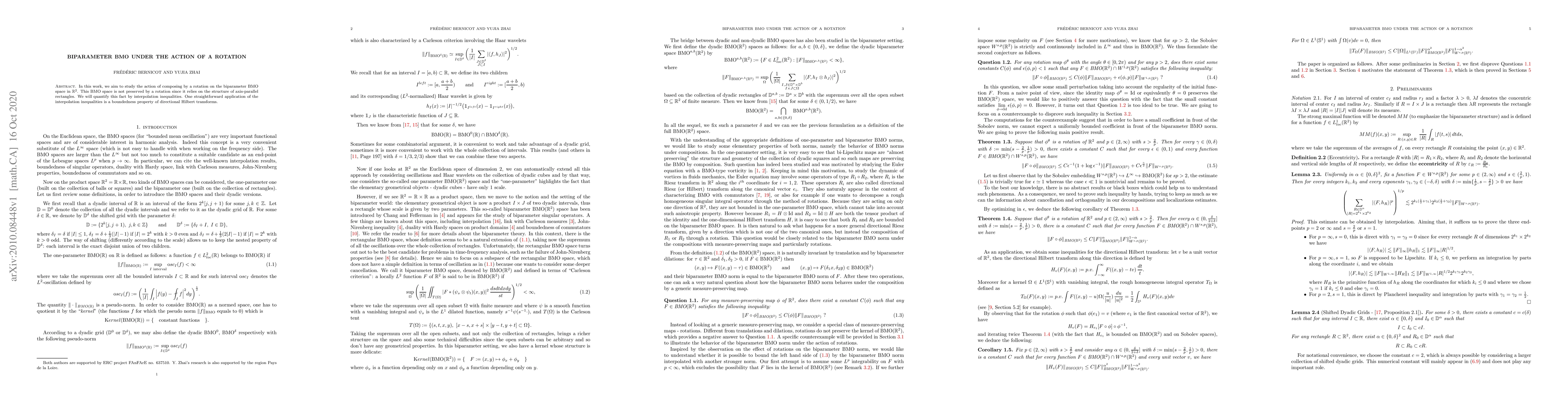 Thumbnail for Biparameter $\text{BMO}$ under the action of a rotation
