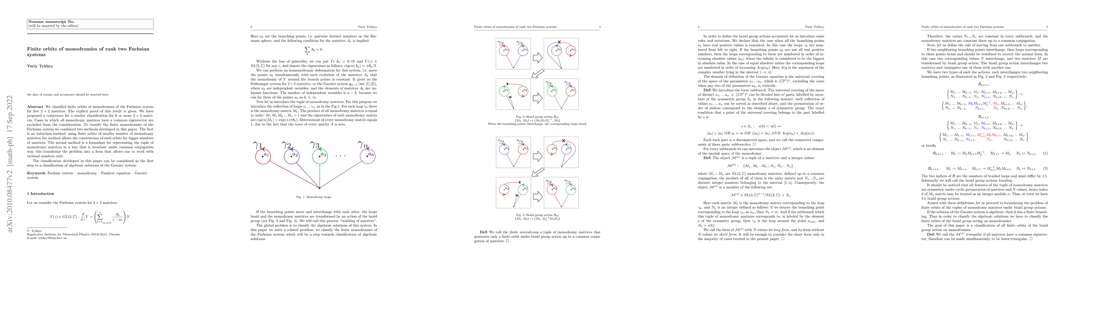 Thumbnail for Finite orbits of monodromies of rank two Fuchsian systems