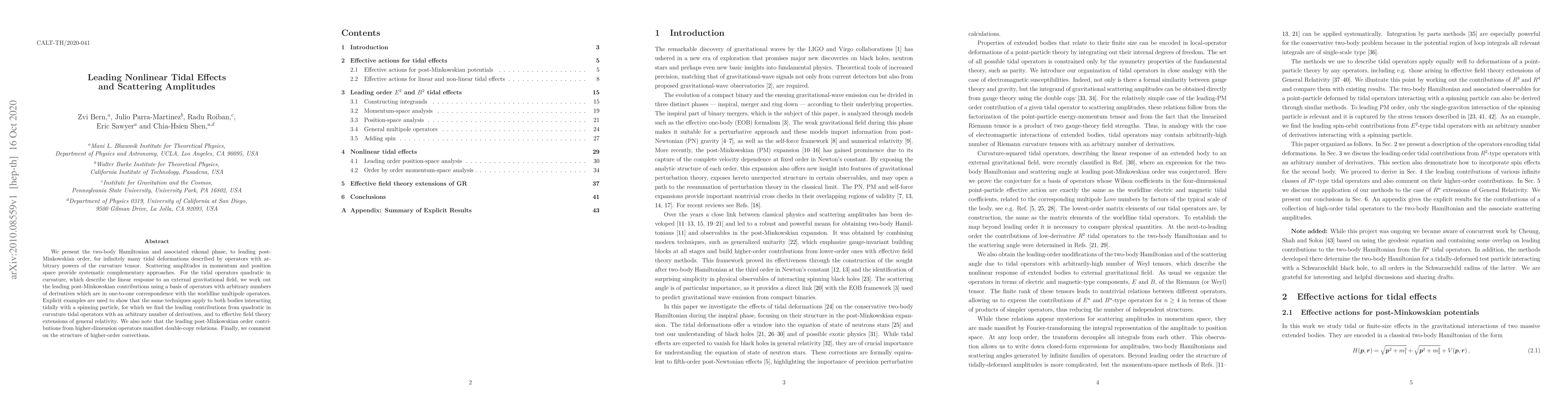Thumbnail for Leading Nonlinear Tidal Effects and Scattering Amplitudes