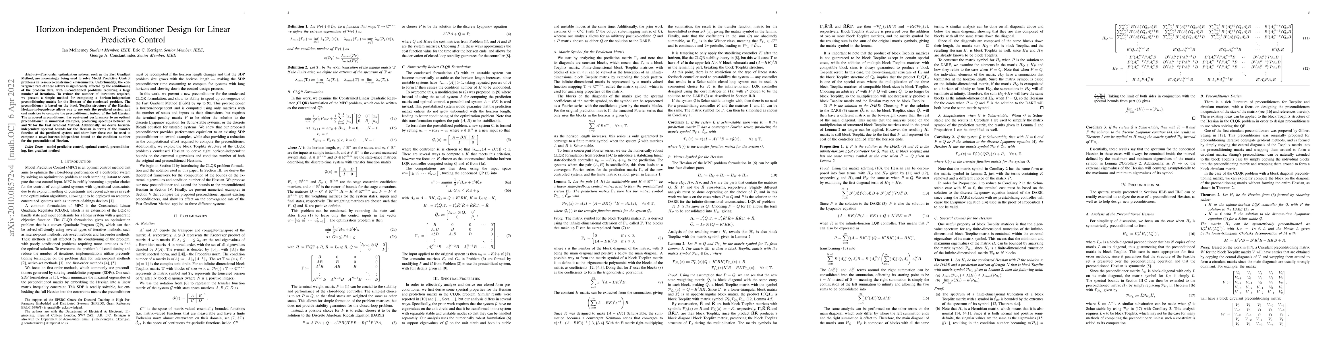Thumbnail for Horizon-independent Preconditioner Design for Linear Predictive Control