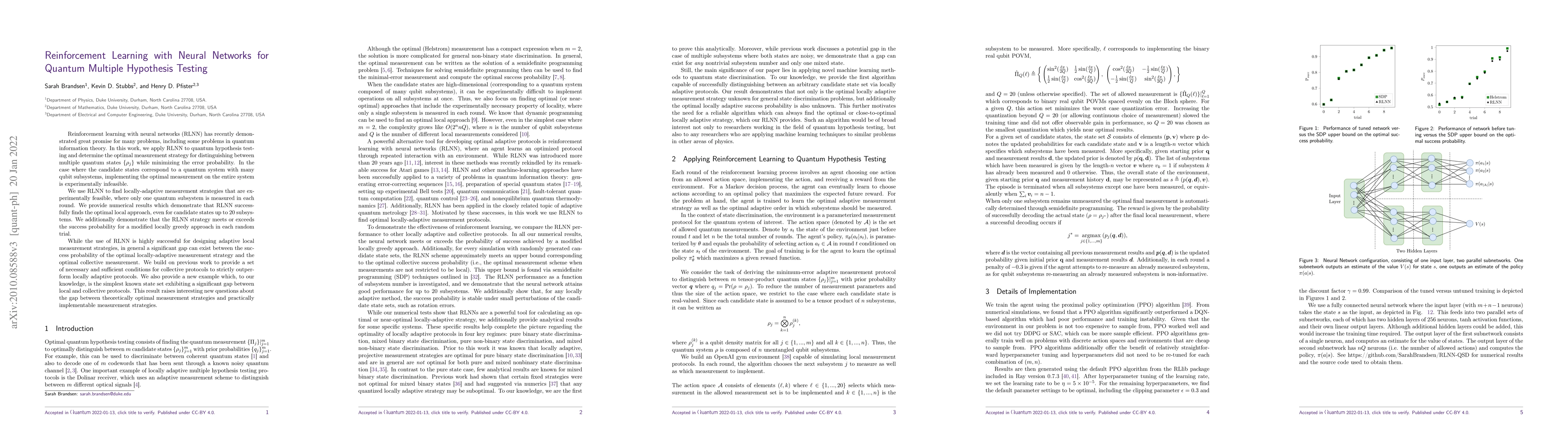 Thumbnail for Reinforcement Learning with Neural Networks for Quantum Multiple
  Hypothesis Testing