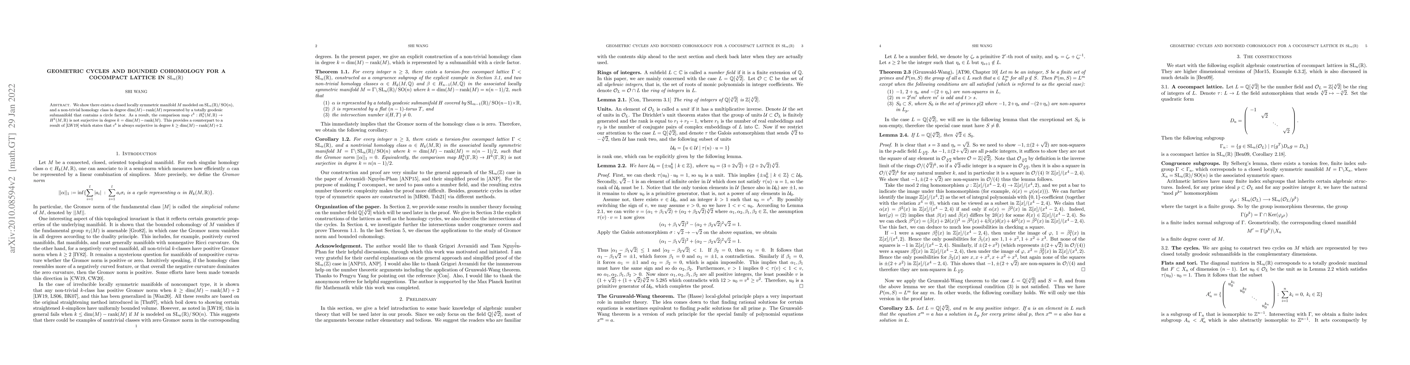 Thumbnail for Geometric cycles and bounded cohomology for a cocompact lattice in
  $SL_n(\mathbb R)$