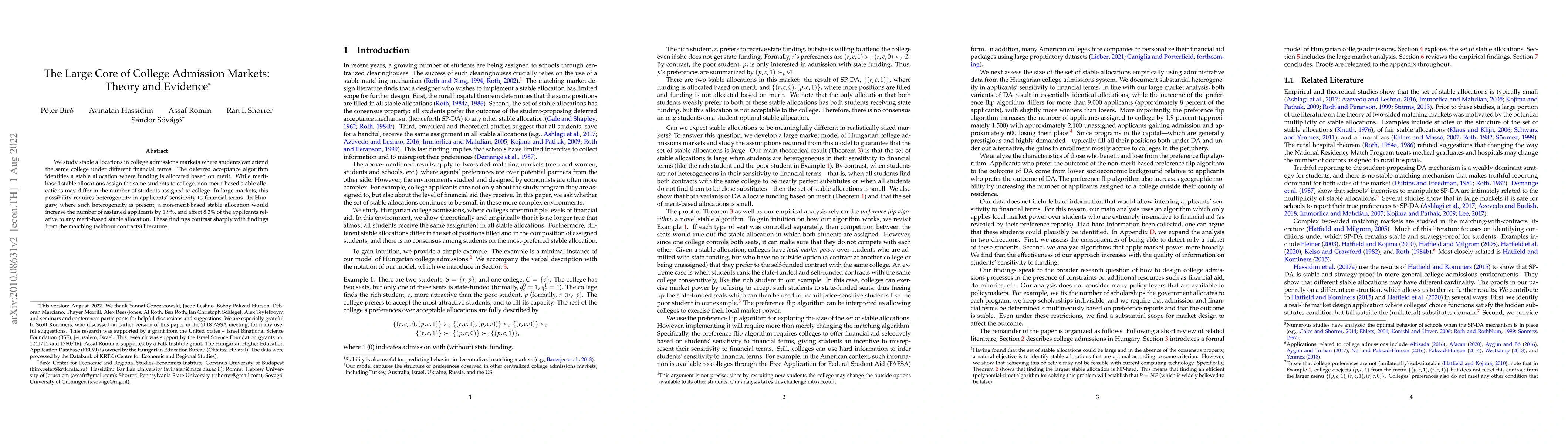 Thumbnail for The Large Core of College Admission Markets: Theory and Evidence