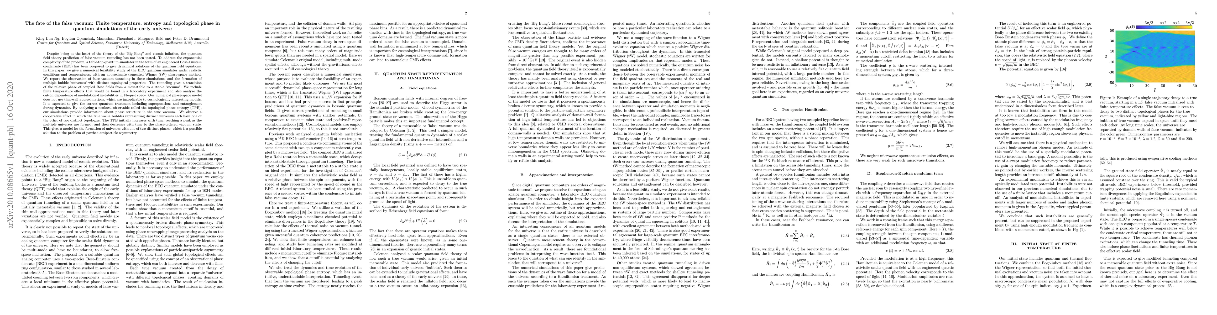 Thumbnail for The fate of the false vacuum: Finite temperature, entropy and
  topological phase in quantum simulations of the early universe