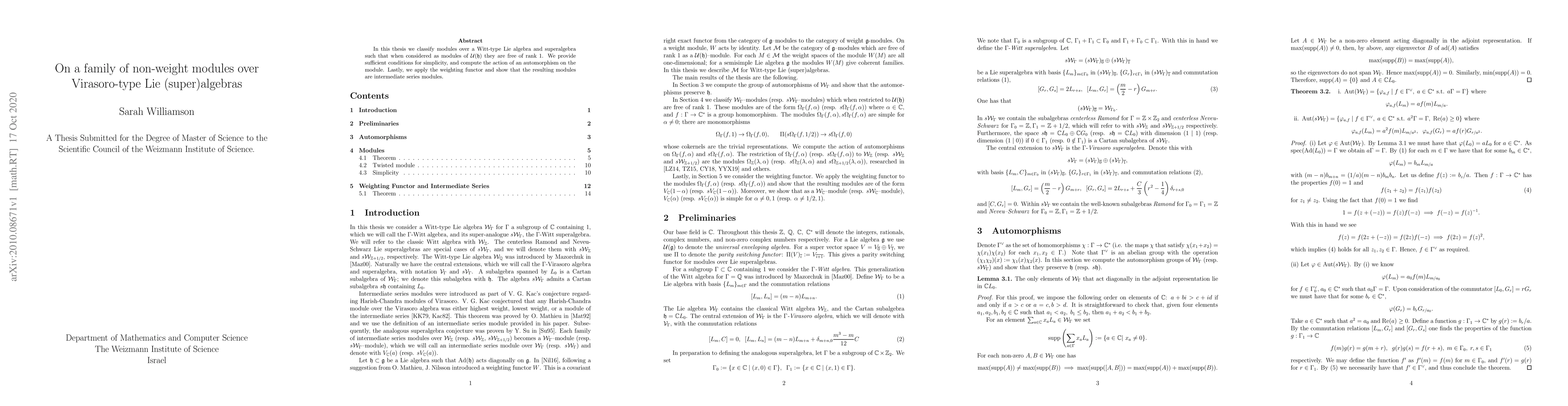 Thumbnail for On a family of non-weight modules over Virasoro-type Lie (super)algebras