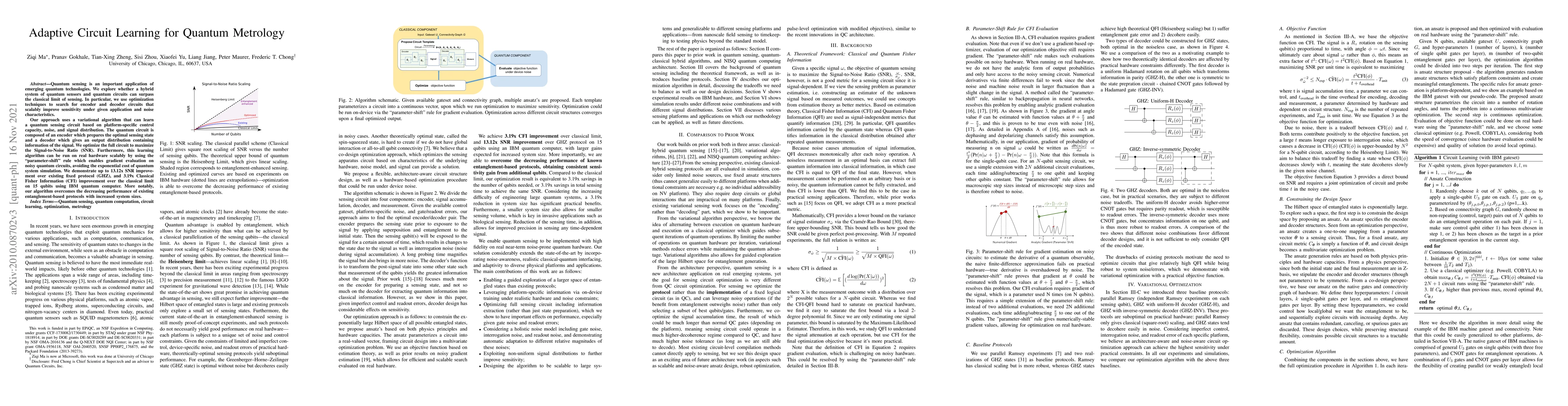 Thumbnail for Adaptive Circuit Learning for Quantum Metrology