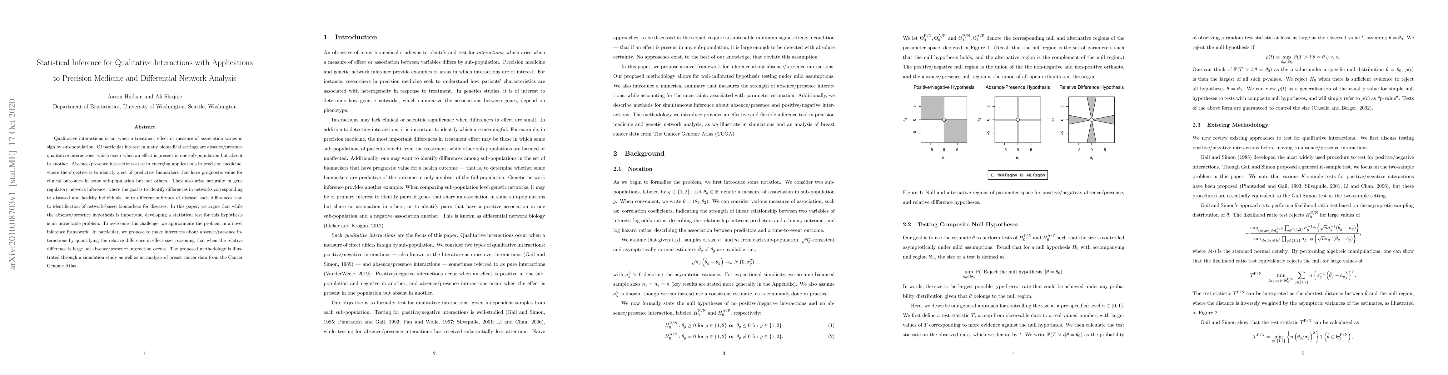 Thumbnail for Statistical Inference for Qualitative Interactions with Applications to
  Precision Medicine and Differential Network Analysis
