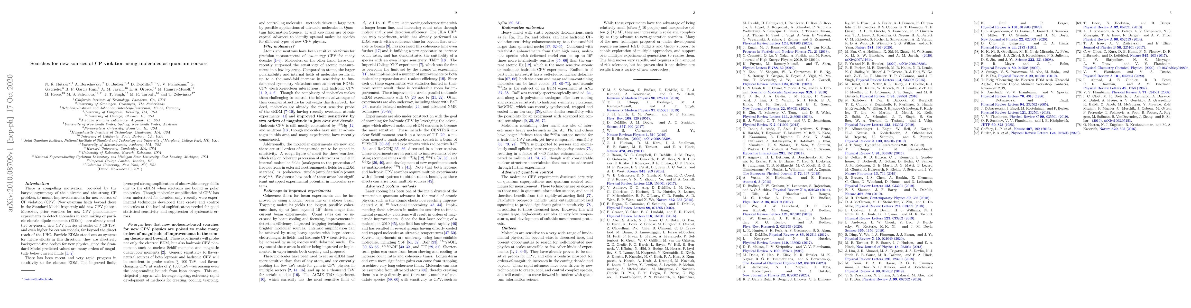 Thumbnail for Searches for new sources of CP violation using molecules as quantum
  sensors