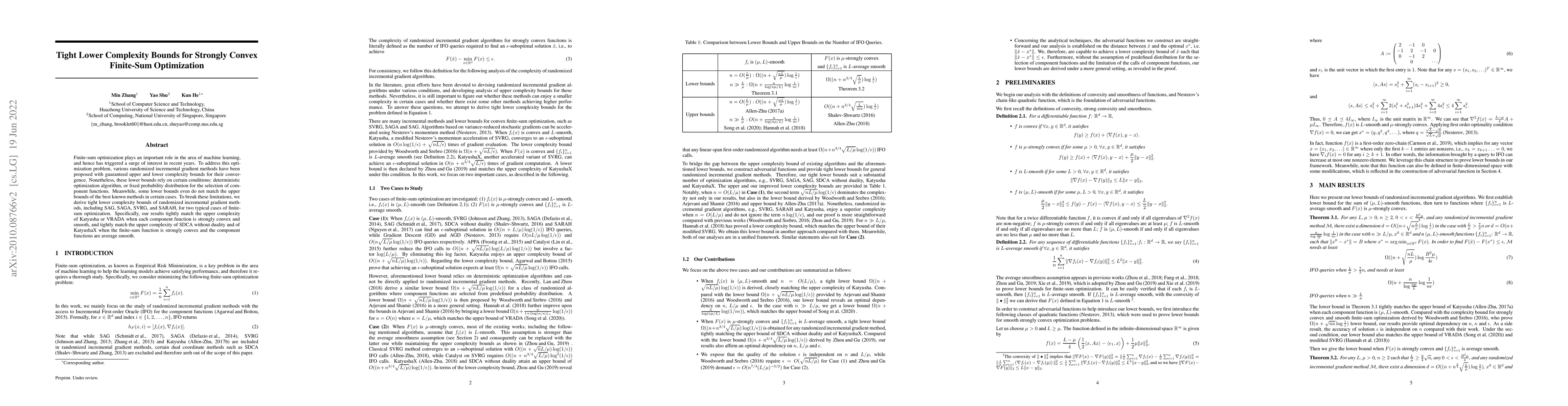 Thumbnail for Tight Lower Complexity Bounds for Strongly Convex Finite-Sum
  Optimization