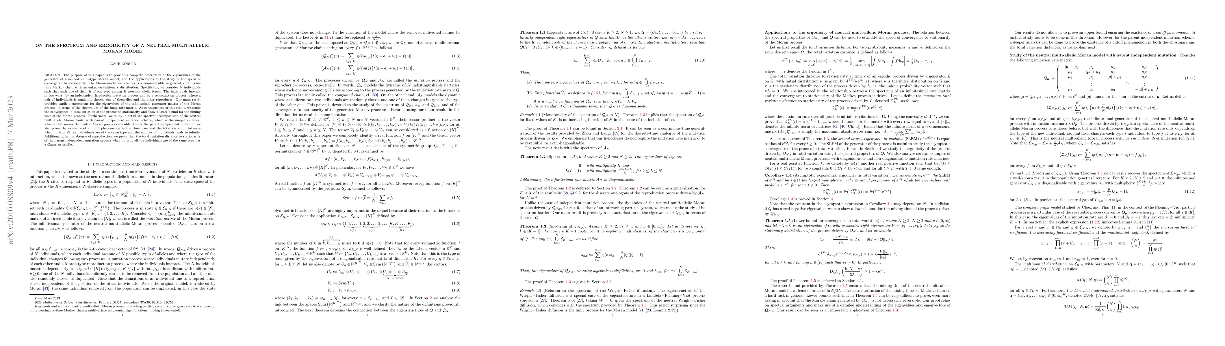 Thumbnail for On the spectrum and ergodicity of a neutral multi-allelic Moran model