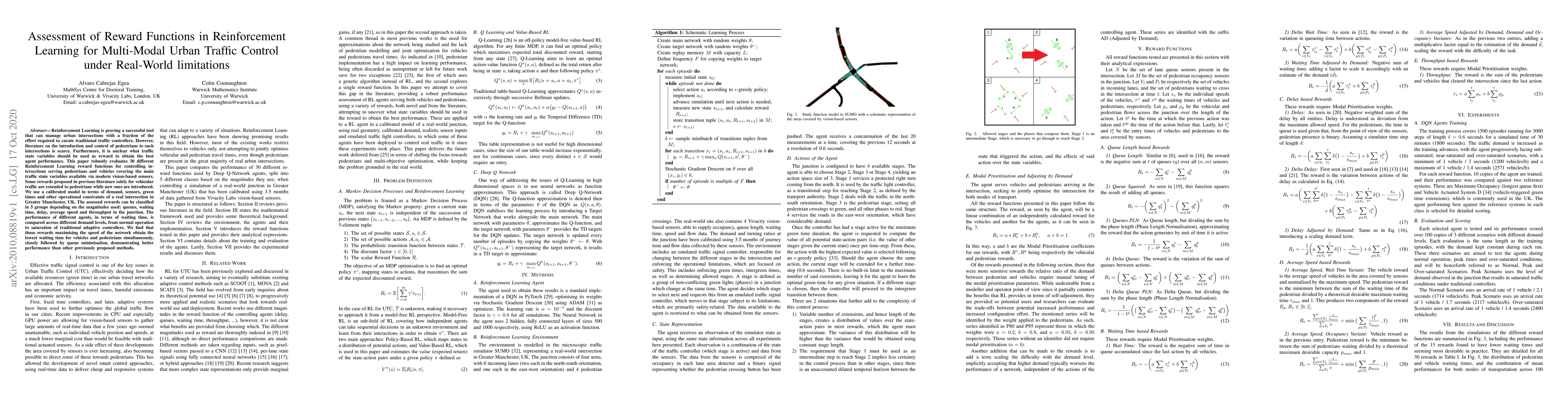 Thumbnail for Assessment of Reward Functions in Reinforcement Learning for Multi-Modal
  Urban Traffic Control under Real-World limitations