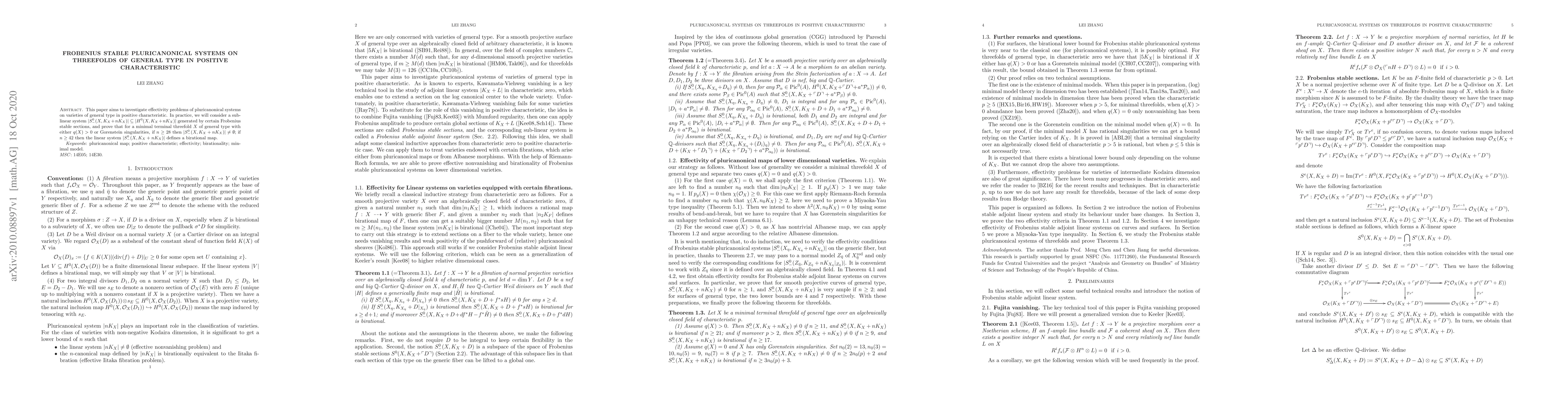 Thumbnail for Frobenius stable pluricanonical systems on threefolds of general type in
  positive characteristic