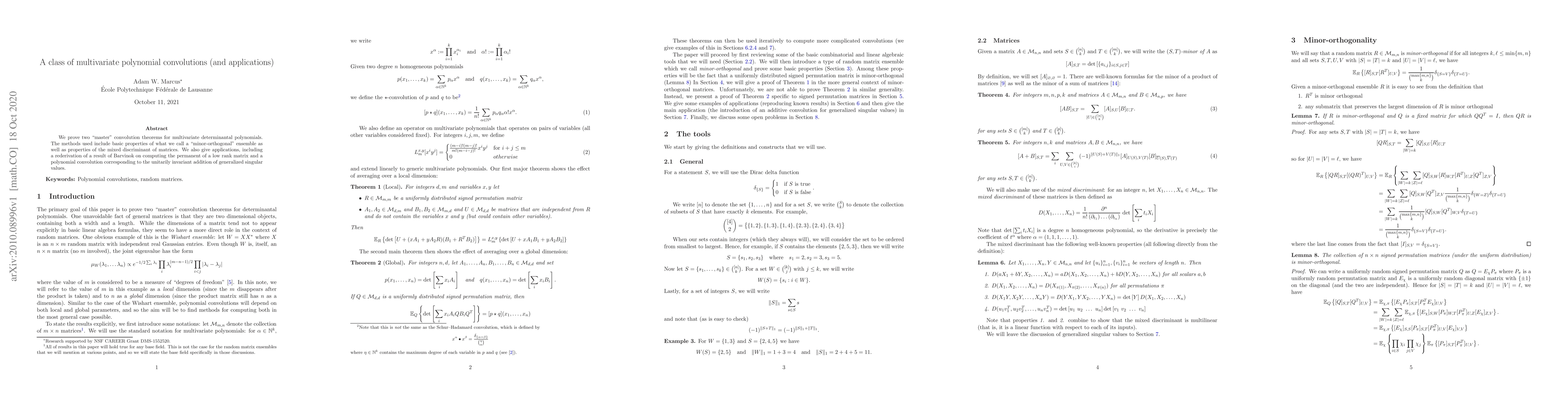 Thumbnail for A class of multivariate polynomial convolutions (and applications)