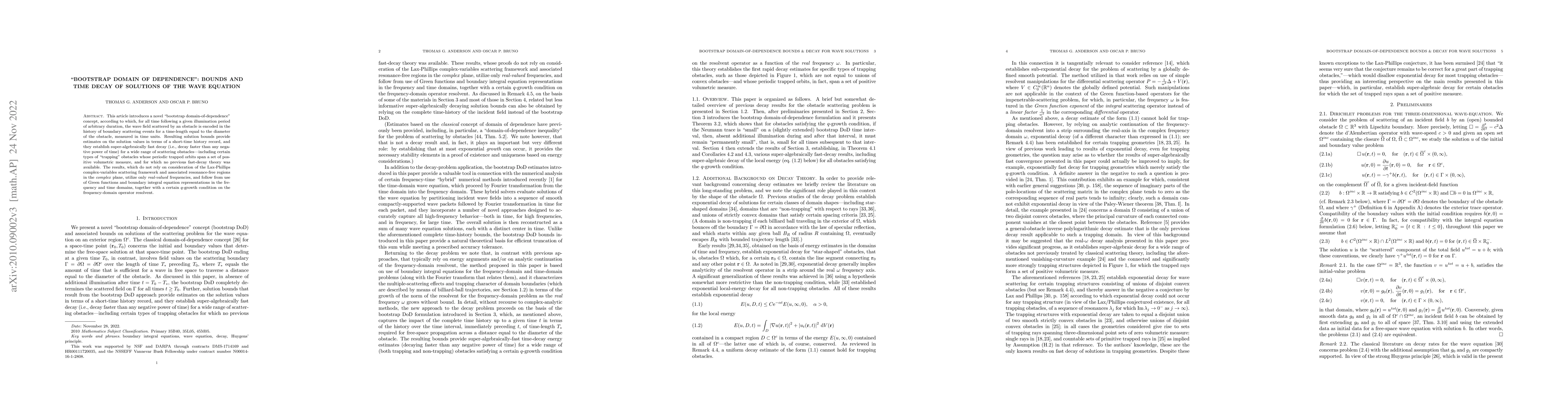 Thumbnail for "Bootstrap Domain of Dependence": Bounds and Time Decay of Solutions of
  the Wave Equation
