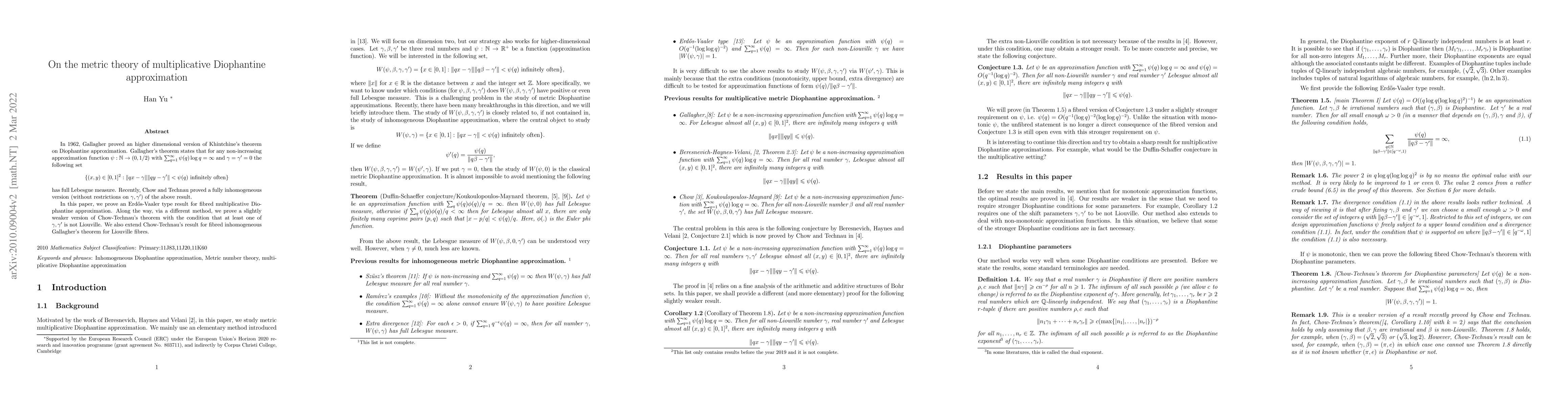 Thumbnail for On the metric theory of multiplicative Diophantine approximation