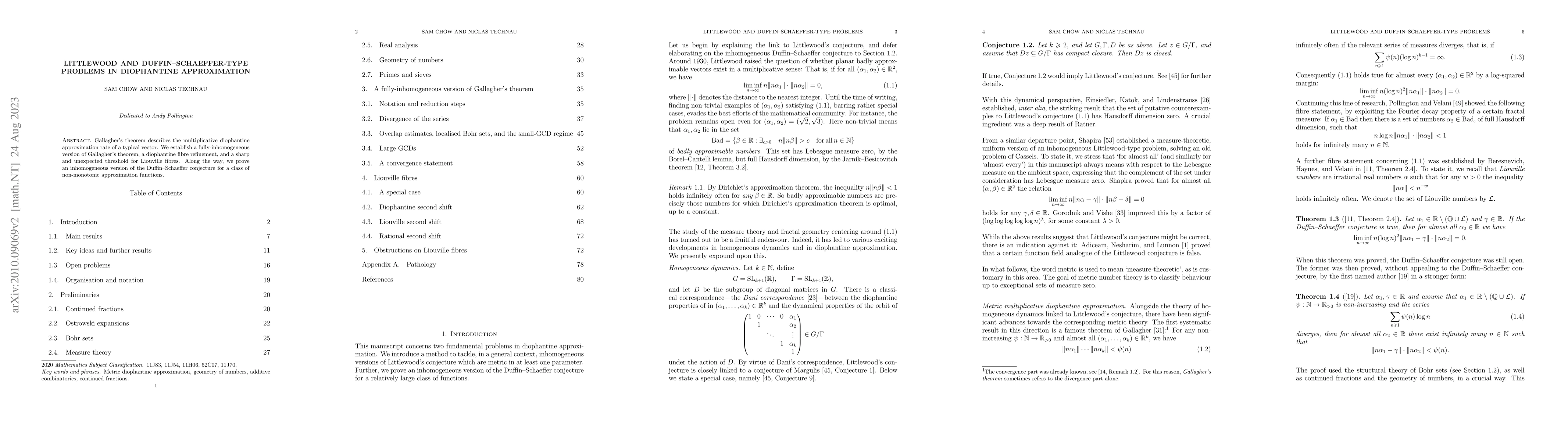 Thumbnail for Littlewood and Duffin--Schaeffer-type problems in diophantine
  approximation