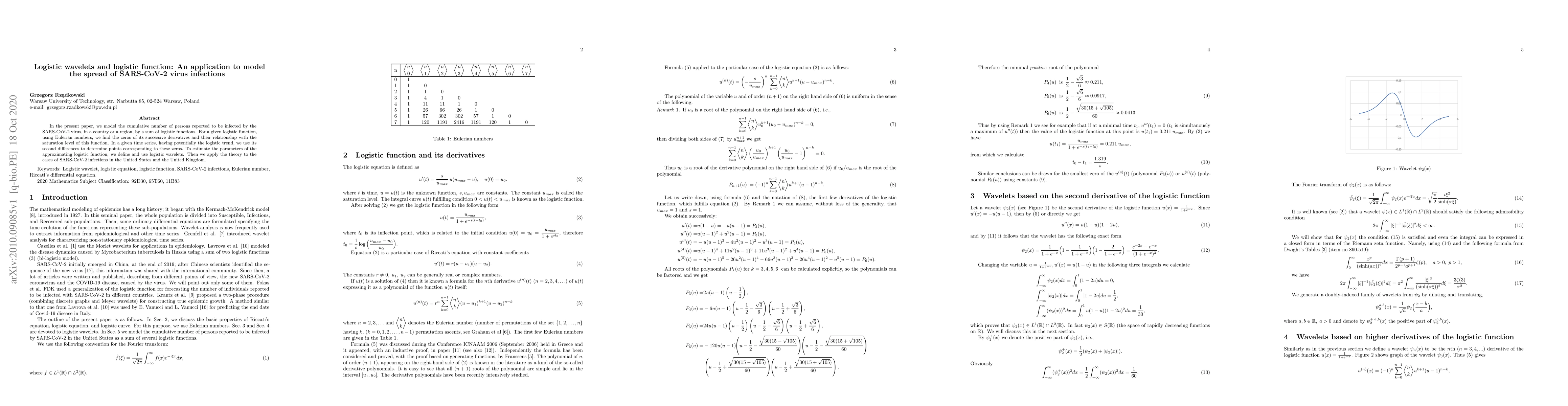 Thumbnail for Logistic wavelets and logistic function: An application to model the
  spread of SARS-CoV-2 virus infections