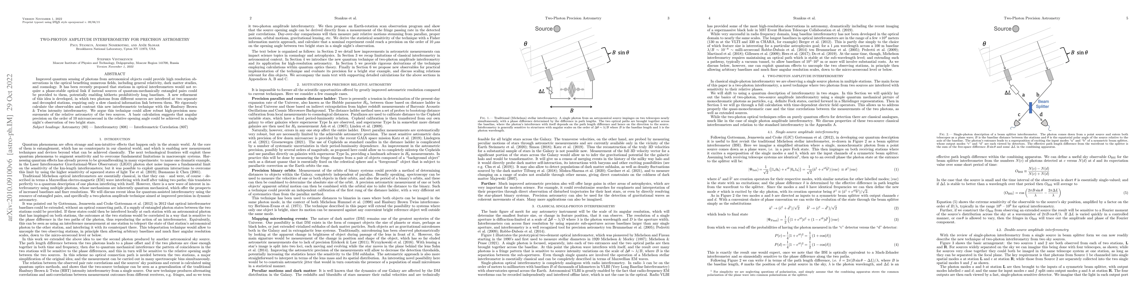 Thumbnail for Two-photon amplitude interferometry for precision astrometry