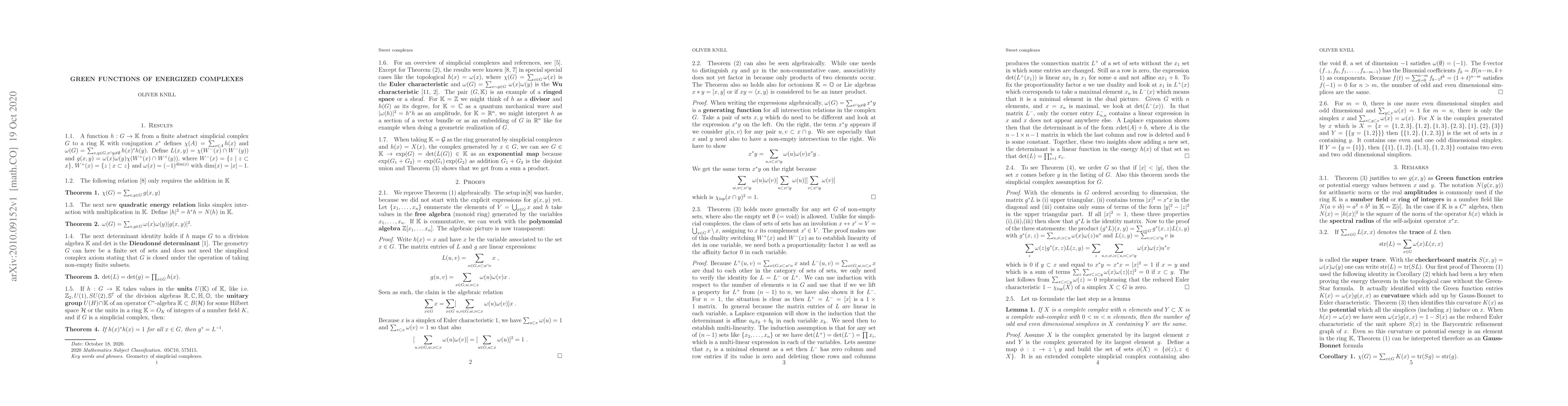 Thumbnail for Green functions of Energized complexes